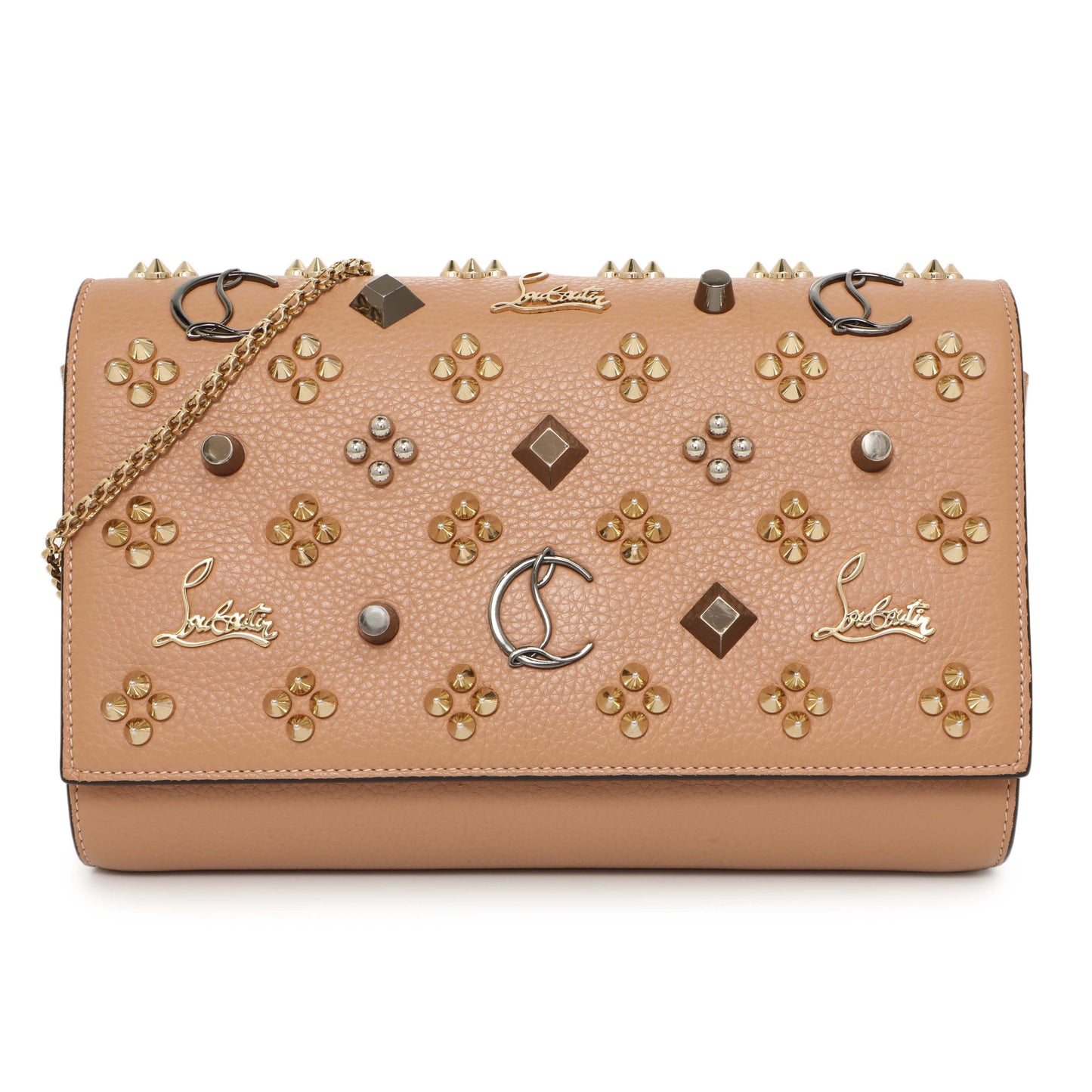 Exclusive Christian Louboutin Beige Loubinthesky Paloma Clutch — Front View