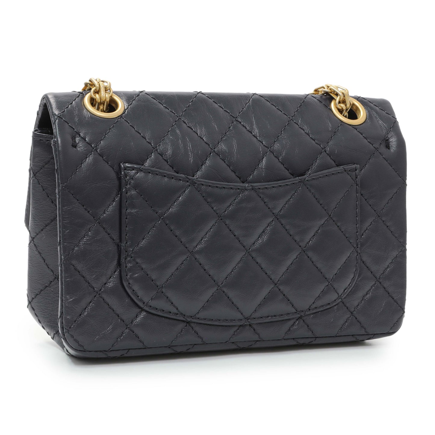 Exclusive Chanel Navy Aged Calfskin Quilted 2.55 Reissue Mini Flap — Side View