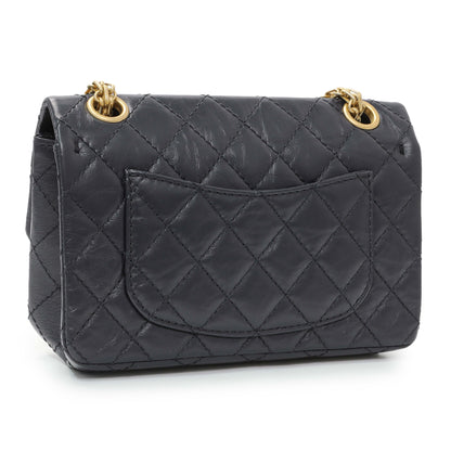Exclusive Chanel Navy Aged Calfskin Quilted 2.55 Reissue Mini Flap — Side View