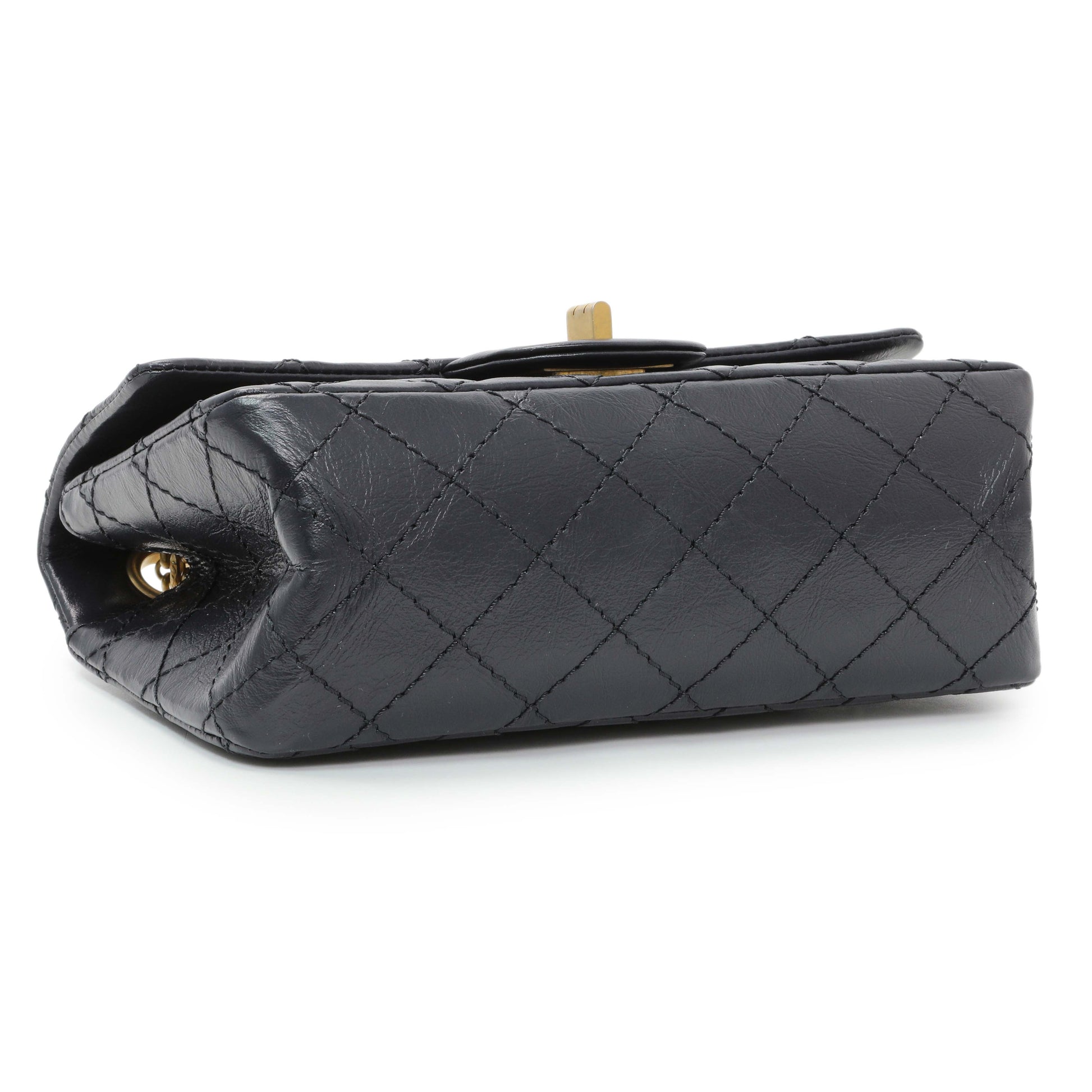 Exclusive Chanel Navy Aged Calfskin Quilted 2.55 Reissue Mini Flap — Back View
