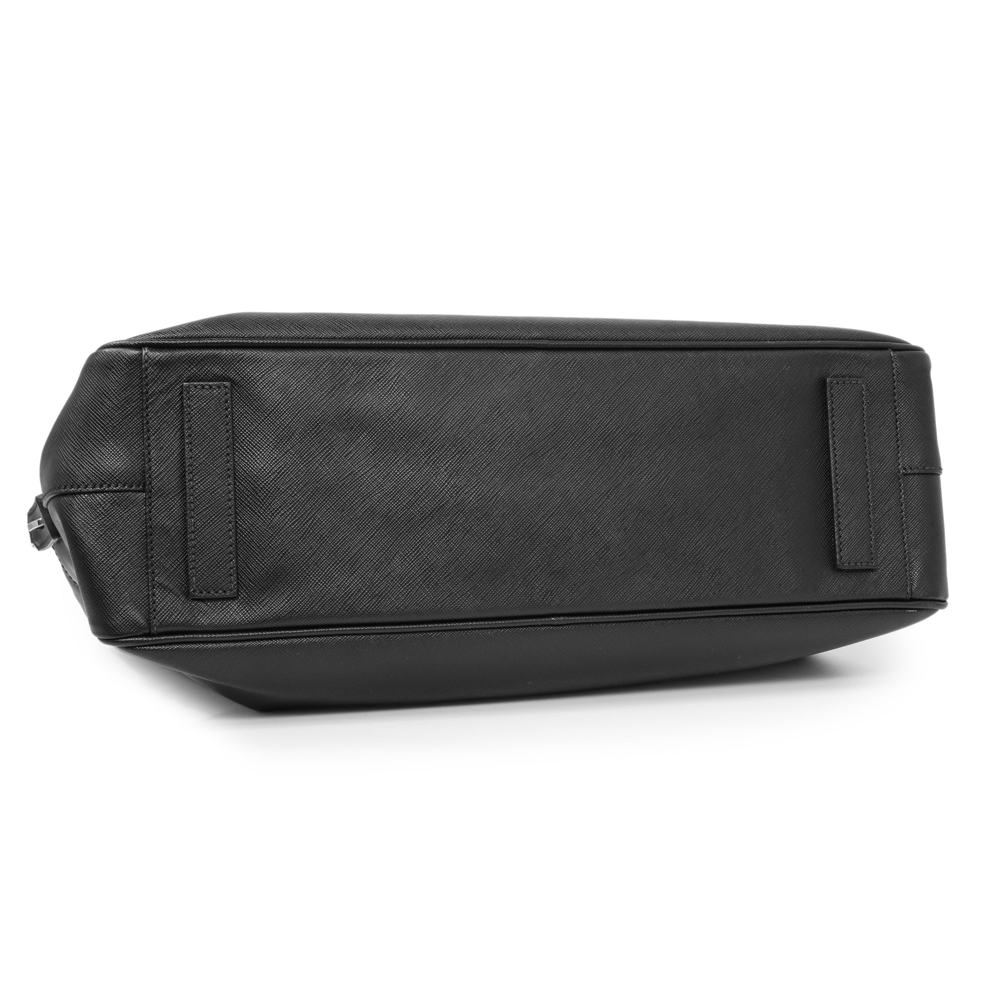Exclusive Prada Black Saffiano Travel Briefcase — Back View