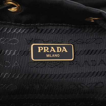 Exclusive Prada Black Re-Nylon Saffiano Duet Bucket Crossbody Bag — Detail View