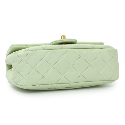 Exclusive Chanel Green Quilted Lambskin Mini Pearl Crush Rectangular Flap — Top View