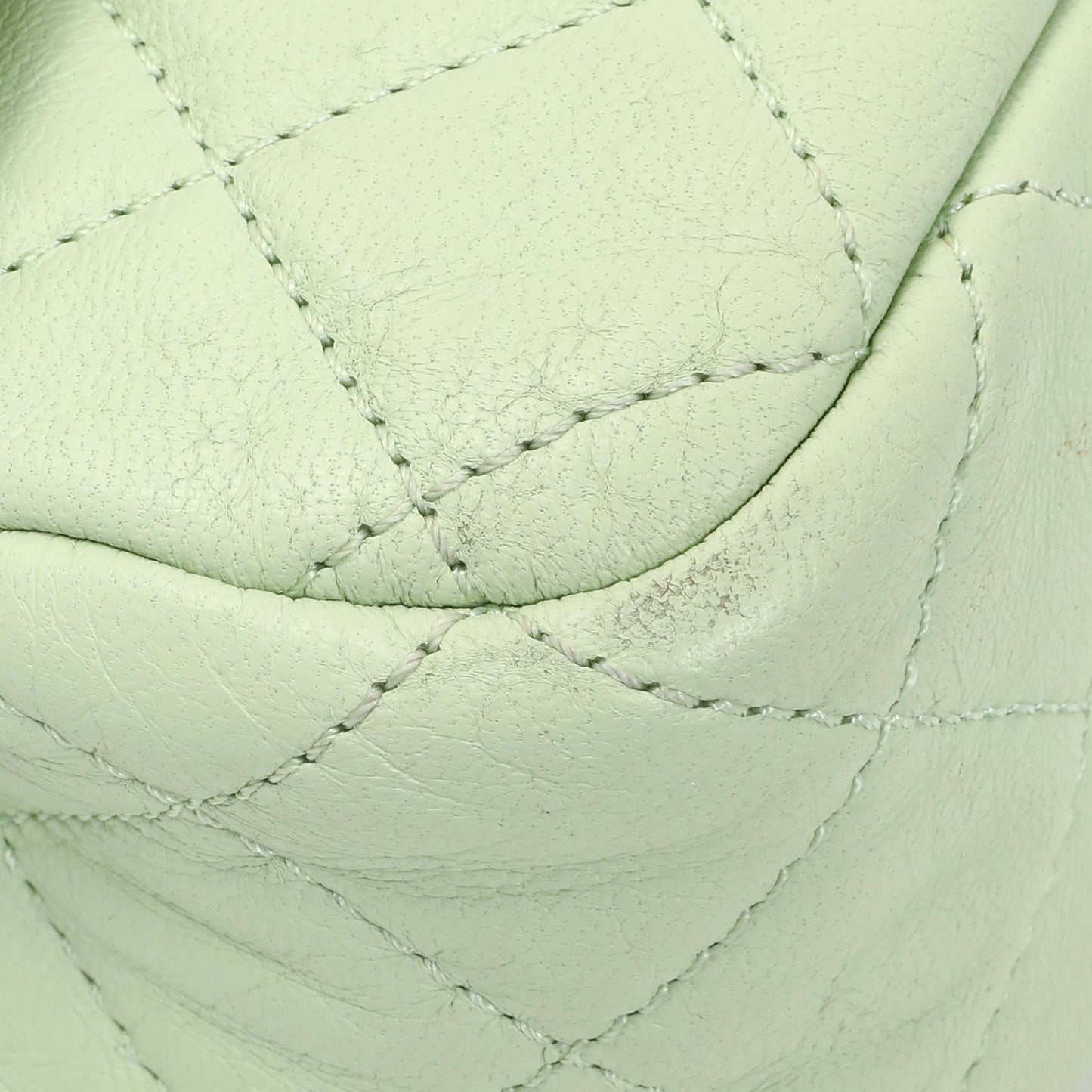 Exclusive Chanel Green Quilted Lambskin Mini Pearl Crush Rectangular Flap — Detail View