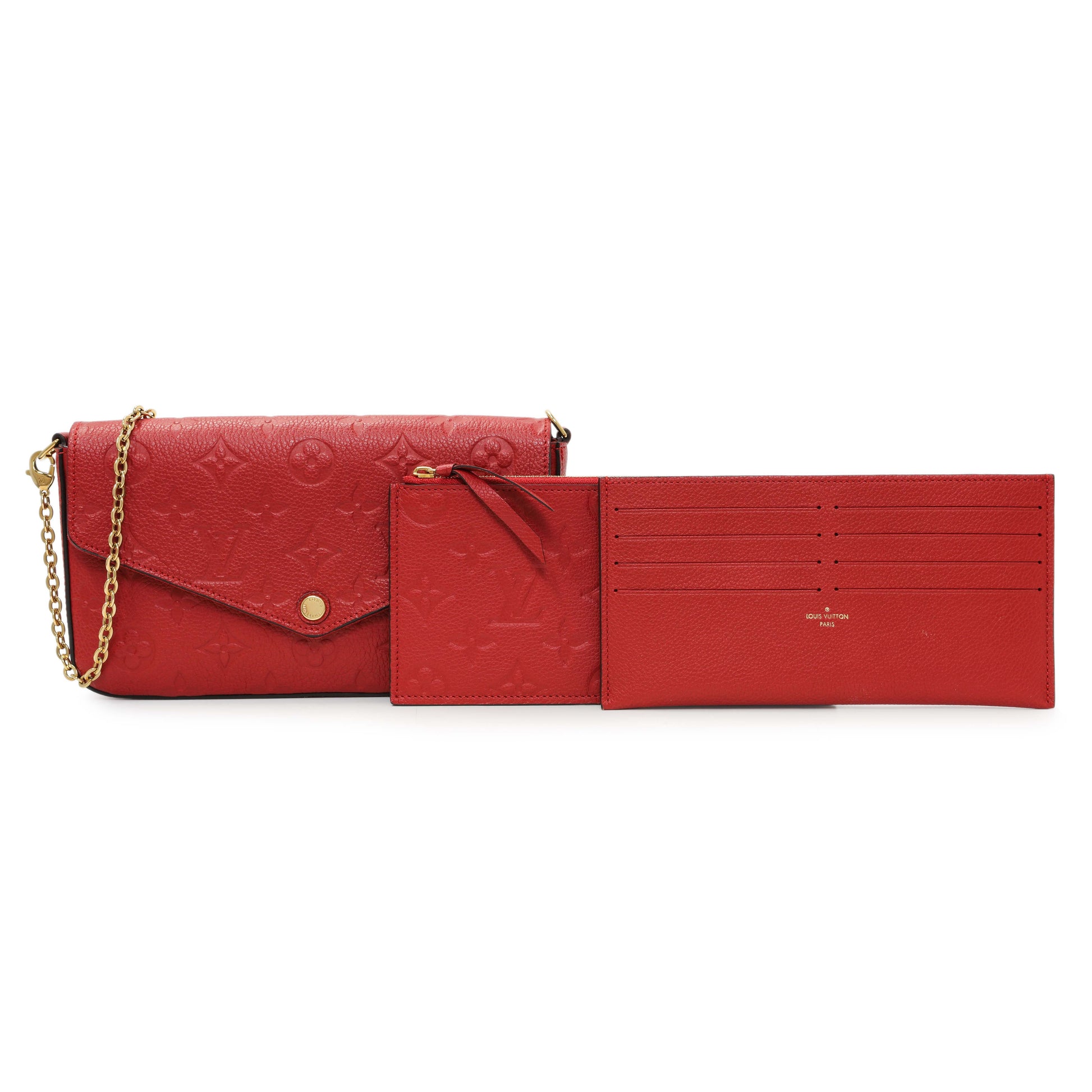 Exclusive Louis Vuitton Red Monogram Empreinte Felicie Pochette — Front View