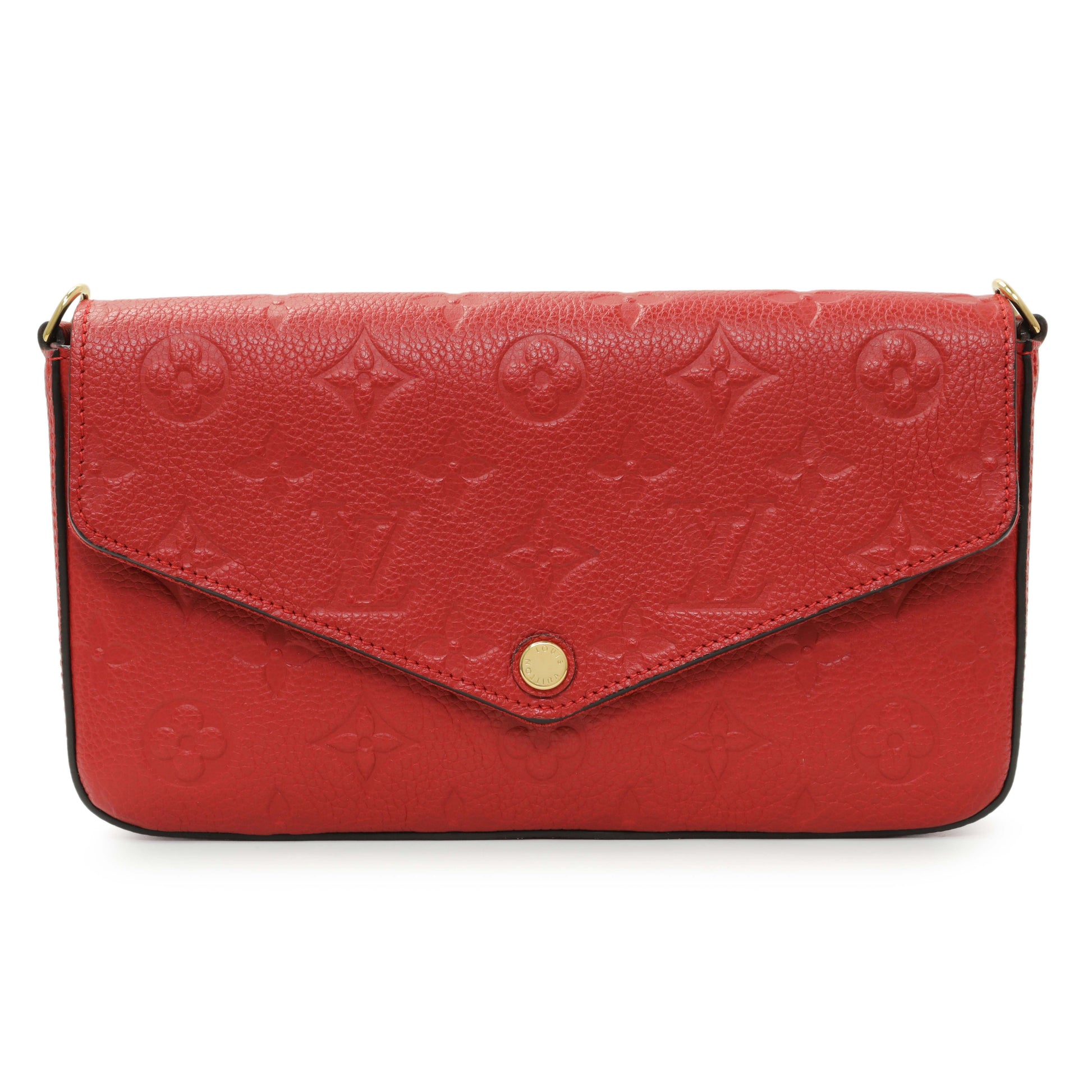 Exclusive Louis Vuitton Red Monogram Empreinte Felicie Pochette — Side View