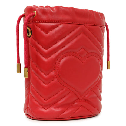 Exclusive Gucci Red Calfskin Matelasse Mini GG Marmont Bucket — Side View