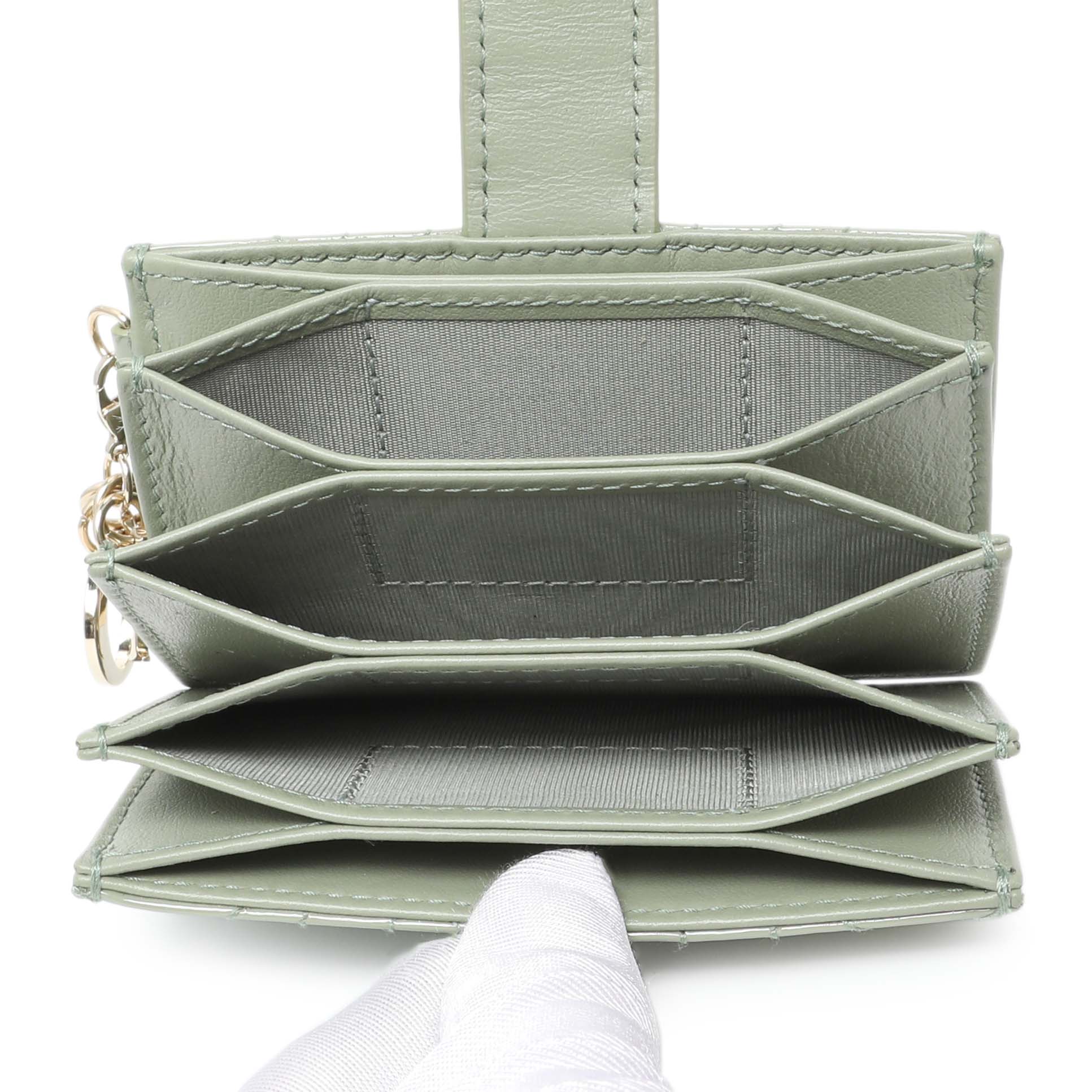 Exclusive Christian Dior Patent Cannage Lady Dior 5-Gusset Card Holder — Top View