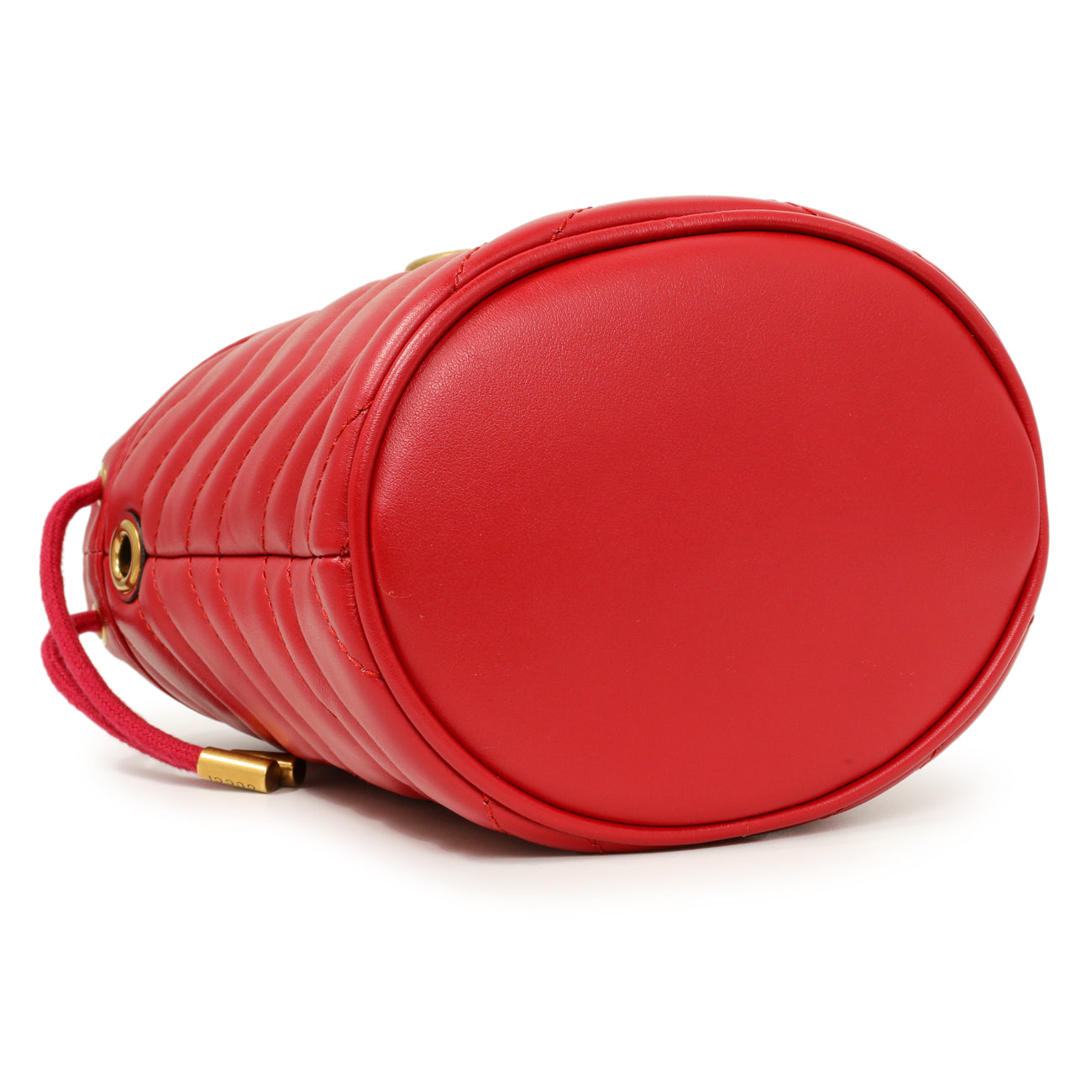 Exclusive Gucci Red Calfskin Matelasse Mini GG Marmont Bucket — Back View