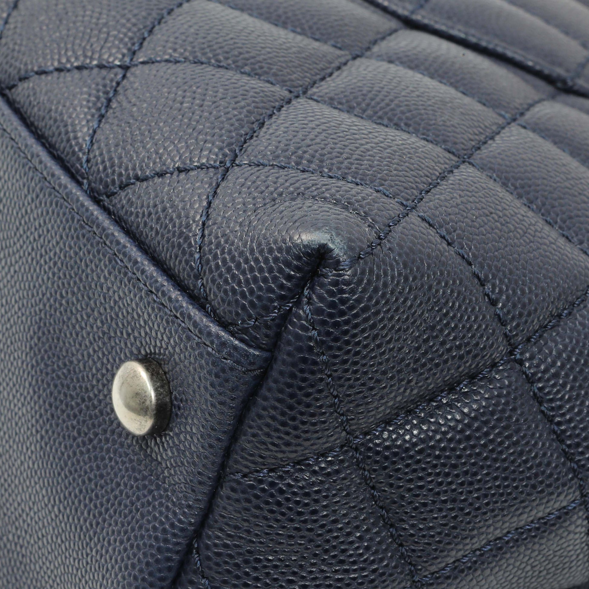 Exclusive Chanel Navy Quilted Caviar Lizard Medium Coco Handle — Alternate View 7