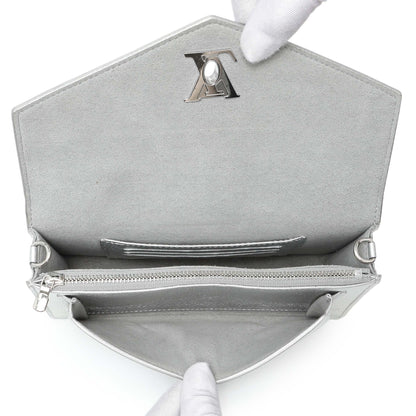Exclusive Louis Vuitton Silver Soft Calfskin Mylockme Chain Pochette — Top View