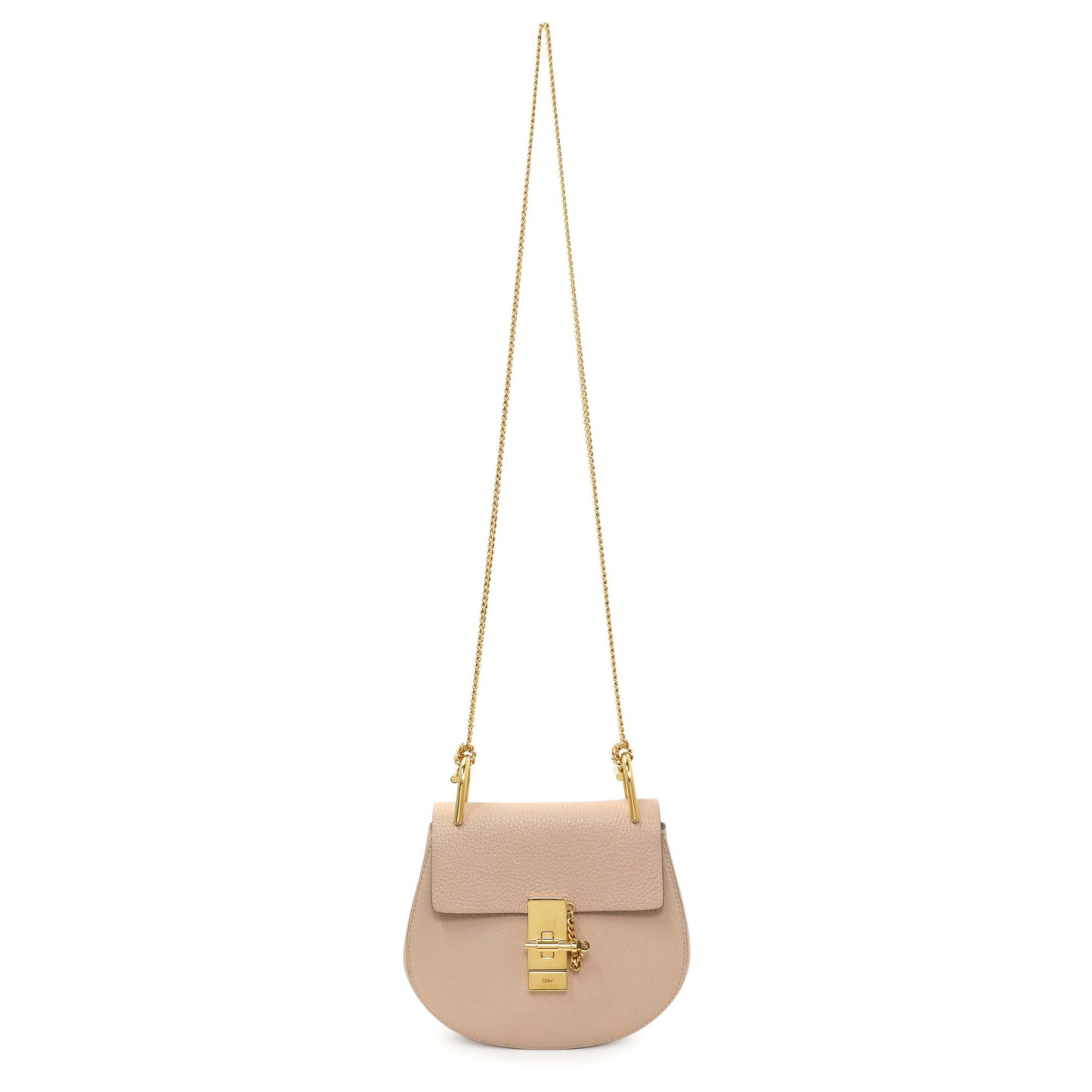 Exclusive Chloe Light Pink Grained Lambskin Mini Drew Shoulder Bag — Front View