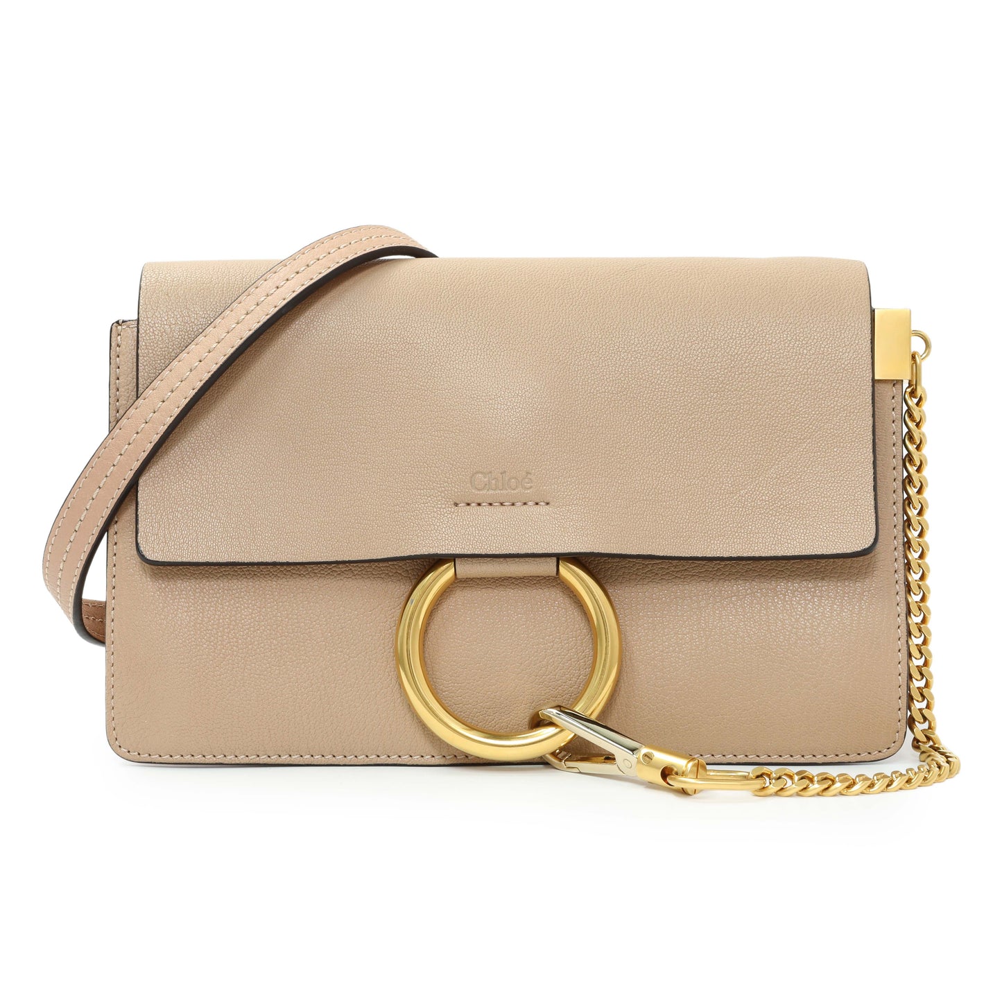 Exclusive Chloe Beige Grained Calfskin Small Faye Shoulder Bag — Side View