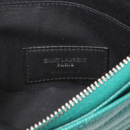 Exclusive Saint Laurent Teal Grain De Poudre Chevron Monogram Bill Pouch — Alternate View 7