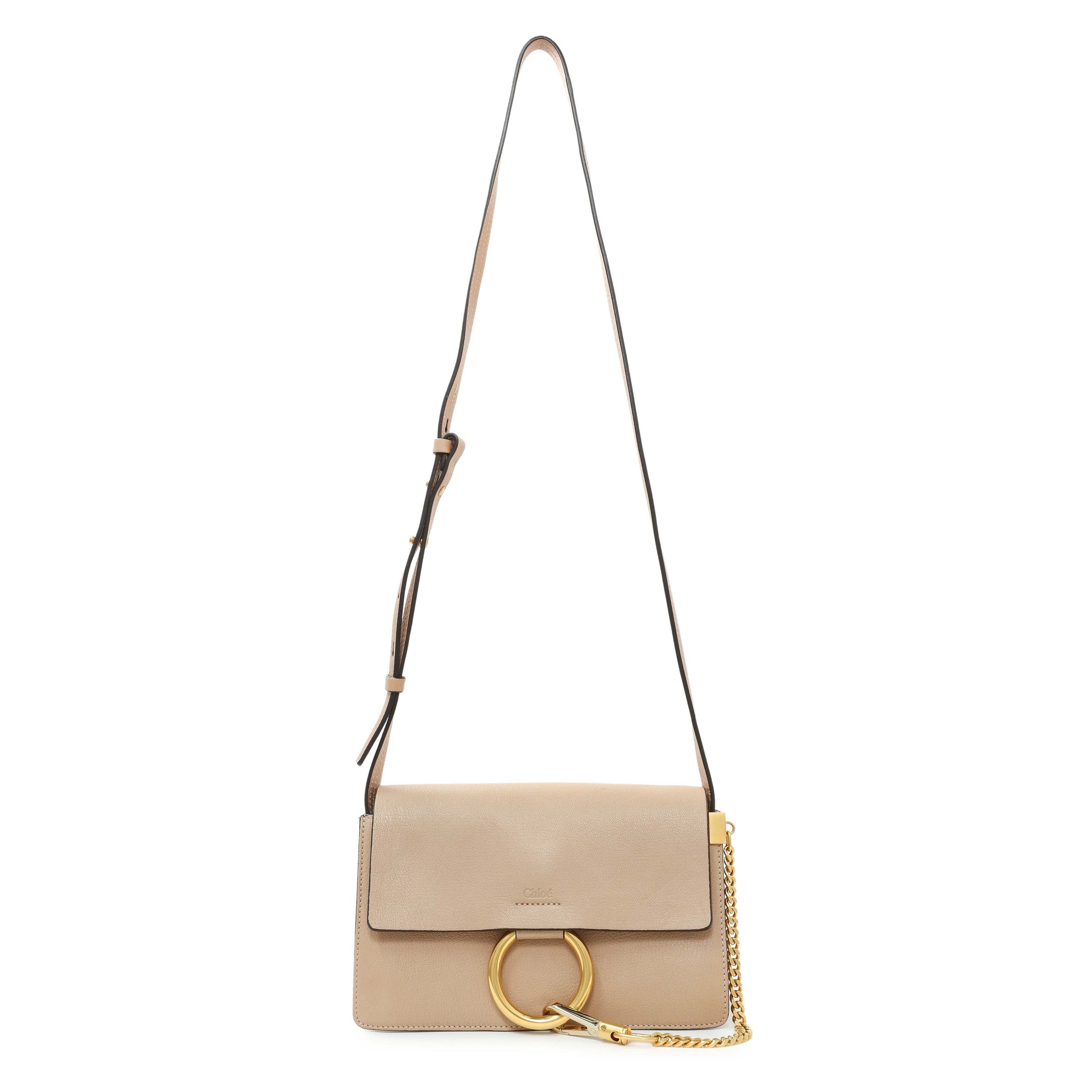 Exclusive Chloe Beige Grained Calfskin Small Faye Shoulder Bag — Front View