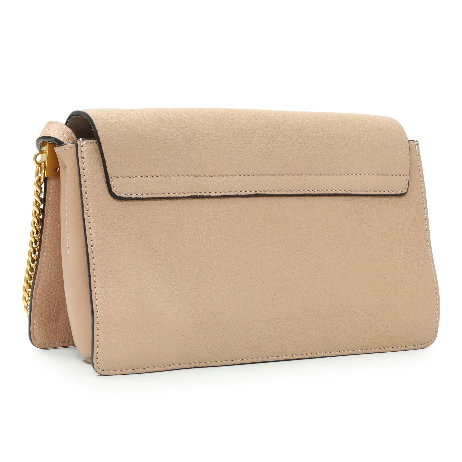 Exclusive Chloe Beige Grained Calfskin Small Faye Shoulder Bag — Back View
