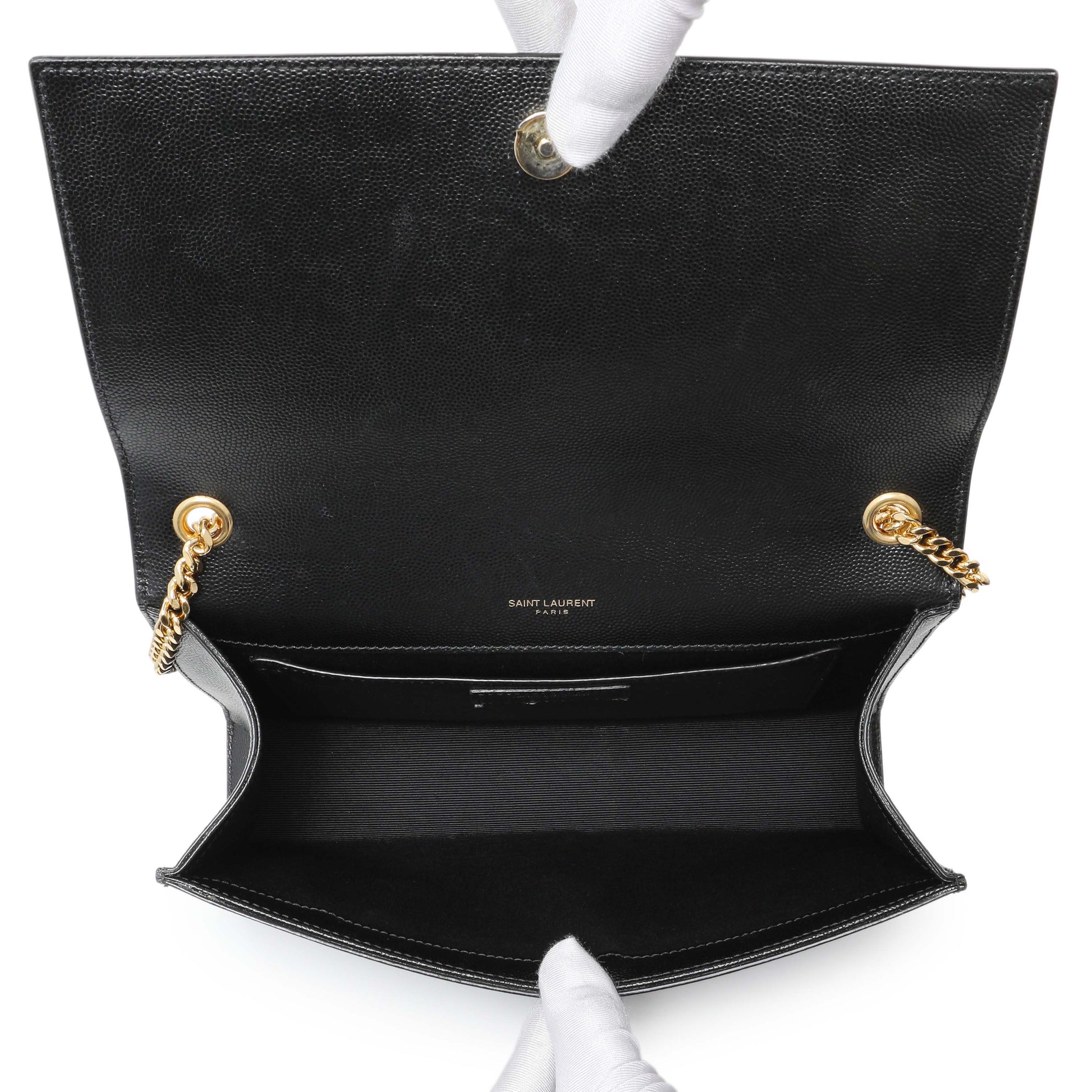 Exclusive Saint Laurent Black Grain De Poudre Medium Monogram Kate Satchel — Alternate View 8