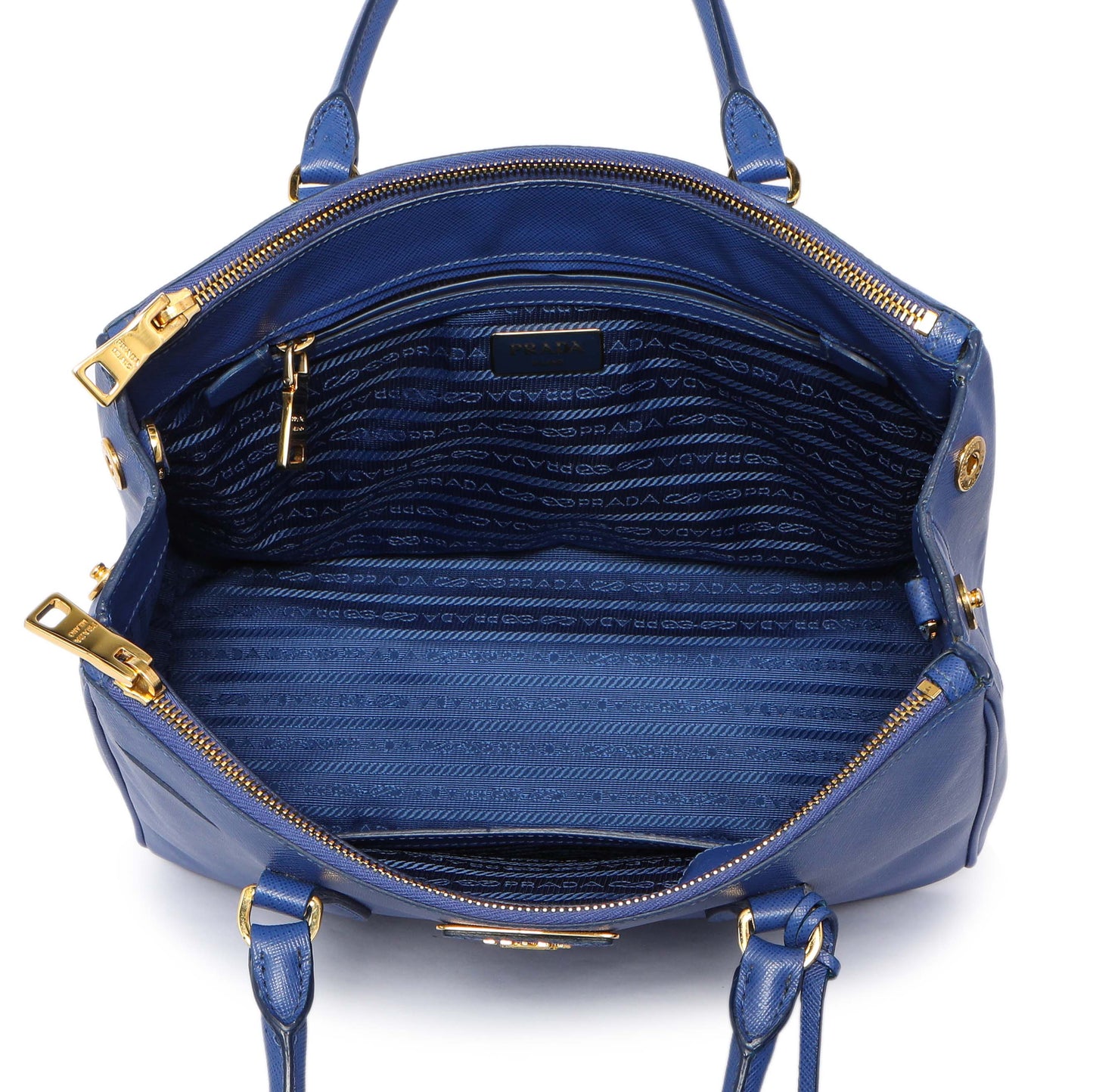 Exclusive Prada Blue Saffiano Small Galleria Double Zip Tote — Alternate View 8