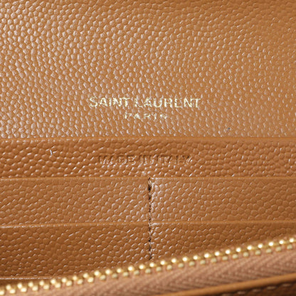 Exclusive Saint Laurent Brown Grain De Poudre Matelasse Chevron Monogram Flap Wallet — Alternate View 9