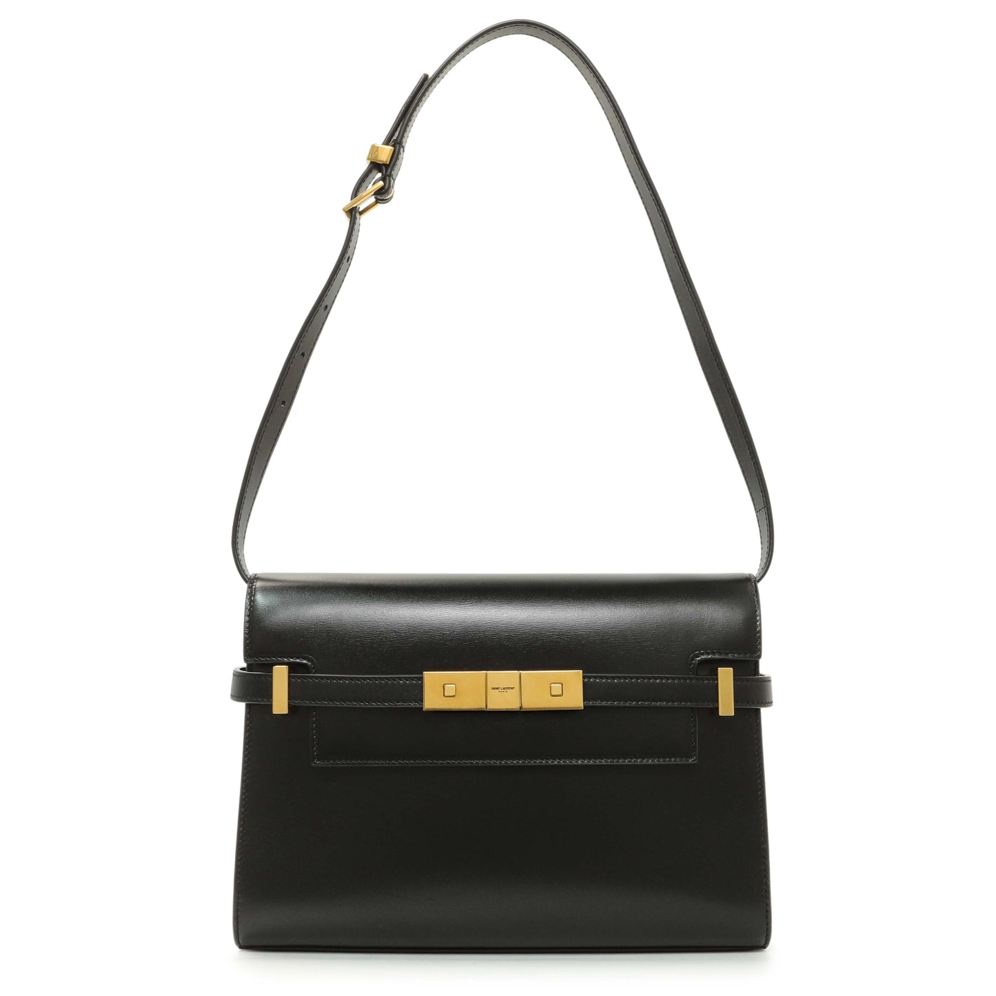 Exclusive Saint Laurent Black Smooth Calfskin Manhattan Shoulder Bag — Front View