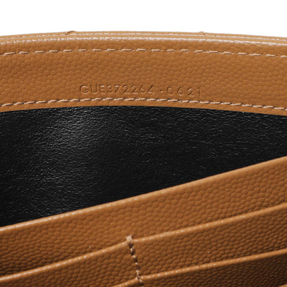 Exclusive Saint Laurent Brown Grain De Poudre Matelasse Chevron Monogram Flap Wallet — Alternate View 10