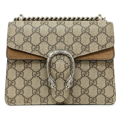 Exclusive Gucci Taupe GG Supreme Monogram Mini Dionysus Shoulder Bag — Front View