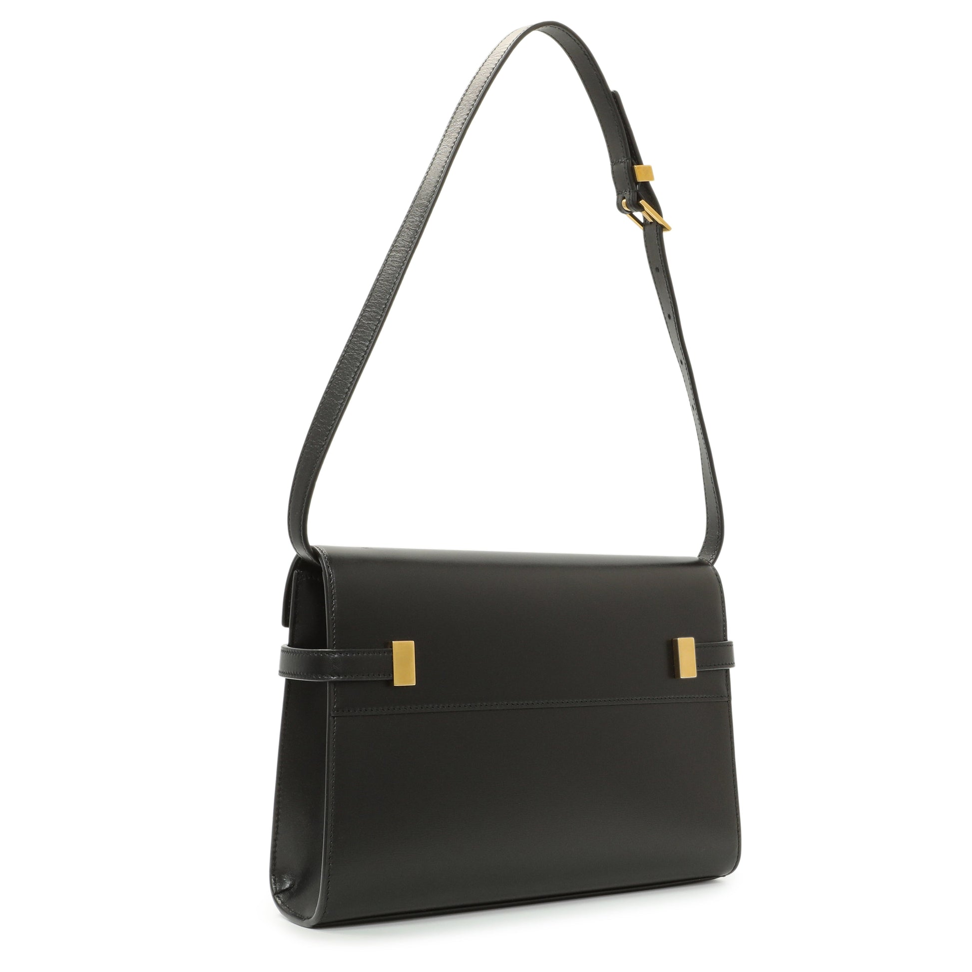 Exclusive Saint Laurent Black Smooth Calfskin Manhattan Shoulder Bag — Side View