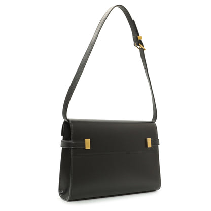 Exclusive Saint Laurent Black Smooth Calfskin Manhattan Shoulder Bag — Side View