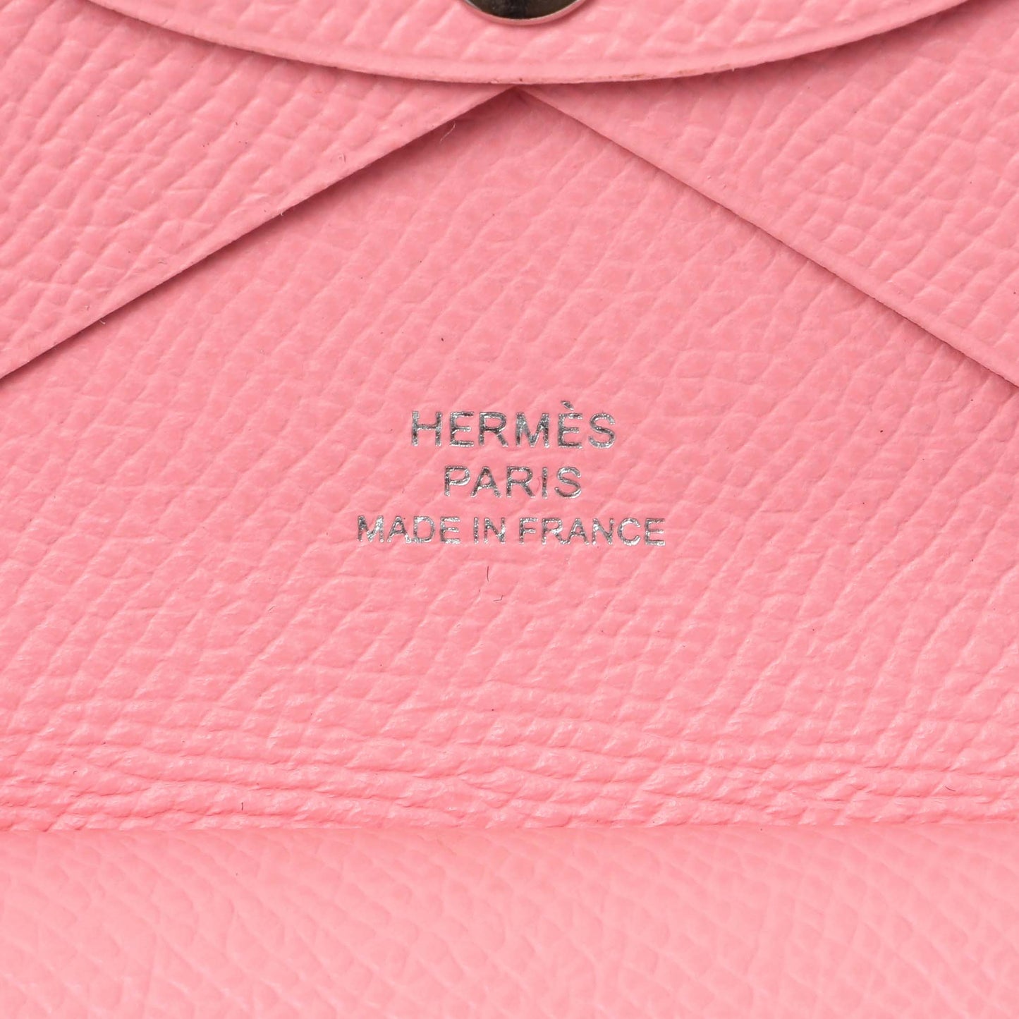 Exclusive Hermes Pink Epsom Calvi Duo Card Case — Detail View