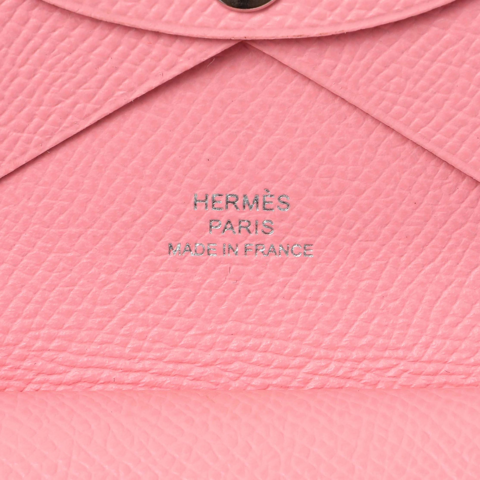 Exclusive Hermes Pink Epsom Calvi Duo Card Case — Detail View