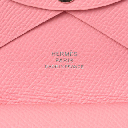 Exclusive Hermes Pink Epsom Calvi Duo Card Case — Detail View