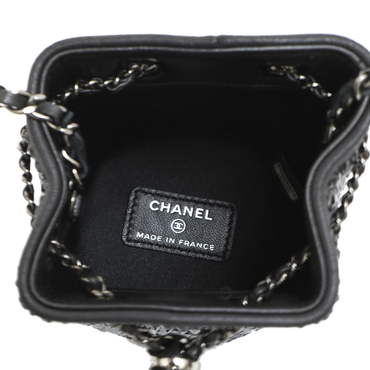 Exclusive Chanel Black Lambskin Strass Mini Bucket Bag — Alternate View 7