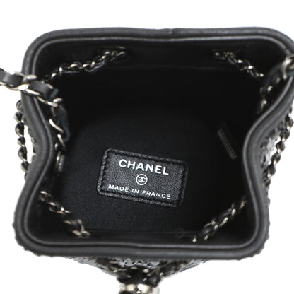 Exclusive Chanel Black Lambskin Strass Mini Bucket Bag — Alternate View 7