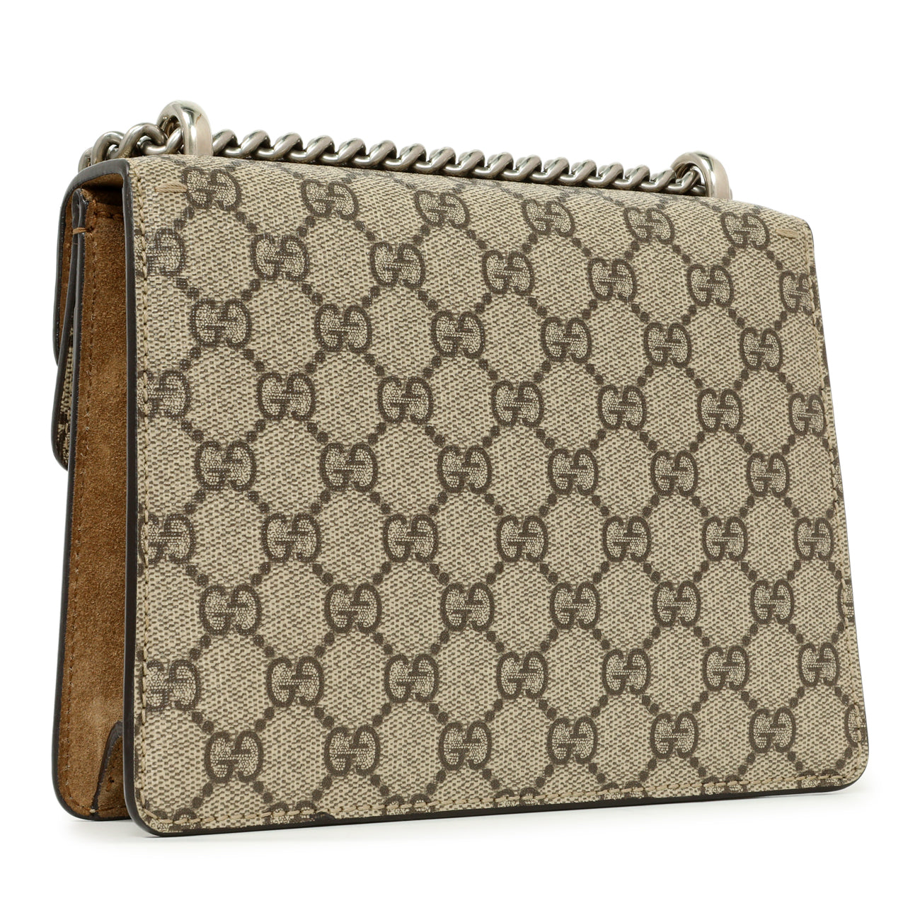 Exclusive Gucci Taupe GG Supreme Monogram Mini Dionysus Shoulder Bag — Side View