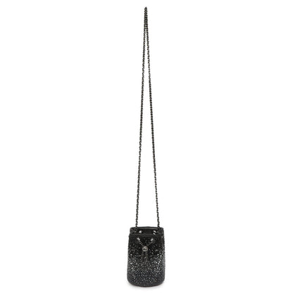 Exclusive Chanel Black Lambskin Strass Mini Bucket Bag — Front View