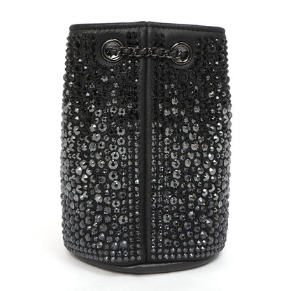 Exclusive Chanel Black Lambskin Strass Mini Bucket Bag — Back View