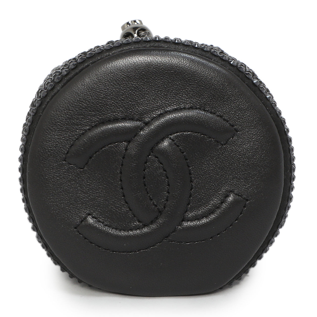 Exclusive Chanel Black Lambskin Strass Mini Bucket Bag — Top View