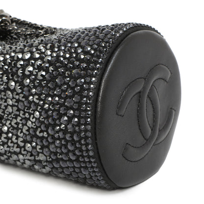 Exclusive Chanel Black Lambskin Strass Mini Bucket Bag — Detail View
