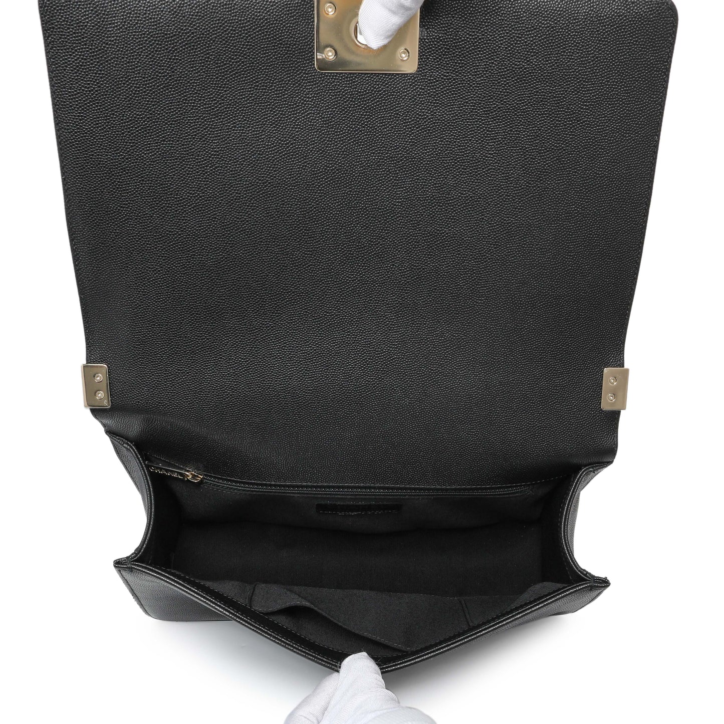 Exclusive Chanel Black Quilted Caviar New Medium Boy Flap — Alternate View 9