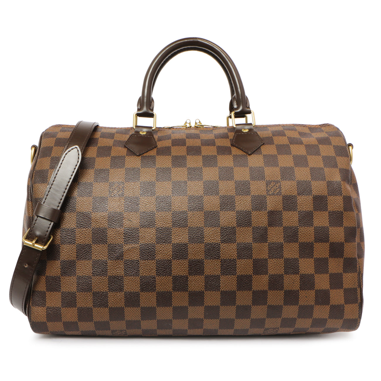 Exclusive Louis Vuitton Damier Ebene Speedy Bandouliere 35 — Front View