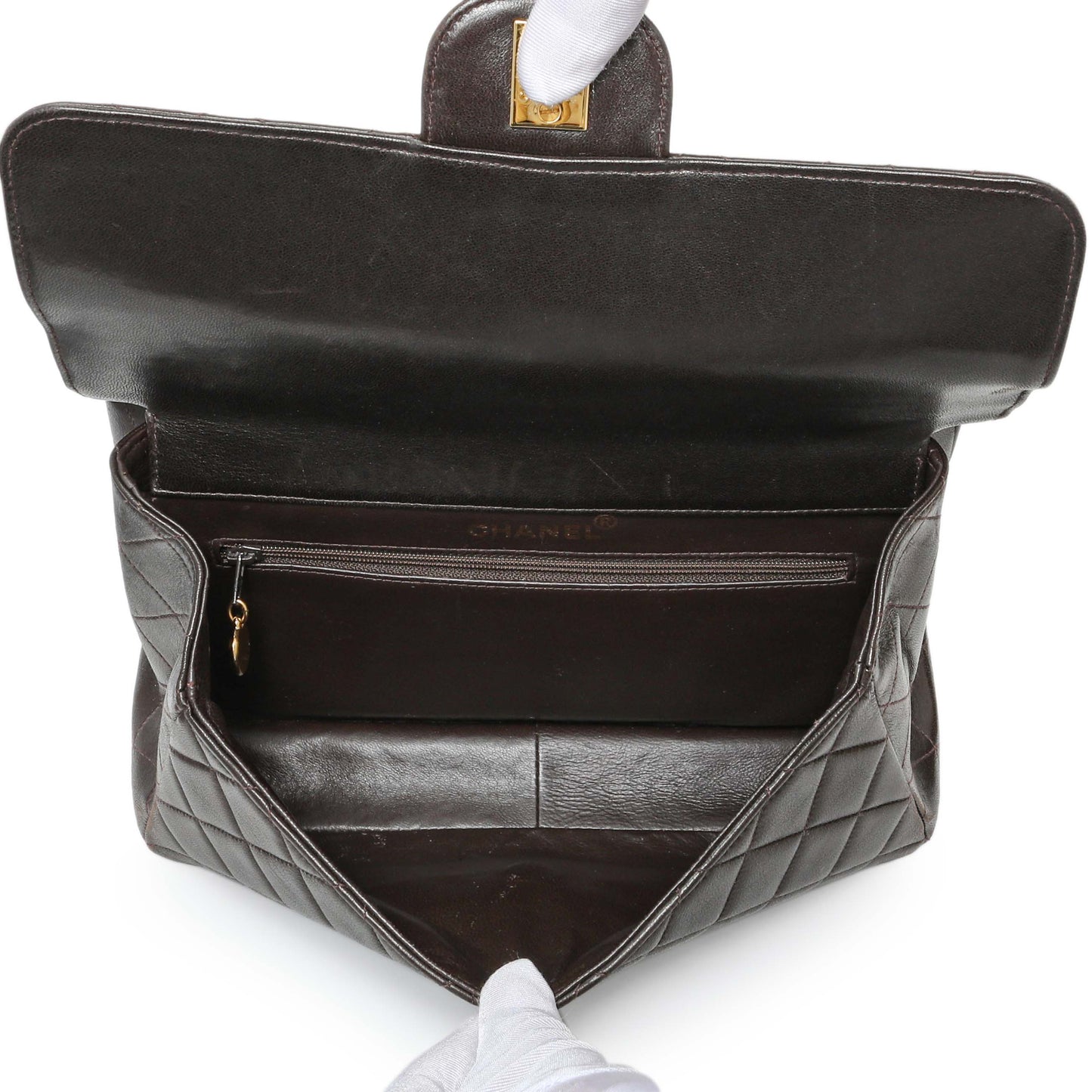 Exclusive Chanel Brown Quilted Lambskin Vintage Double Sided Flap — Alternate View 13