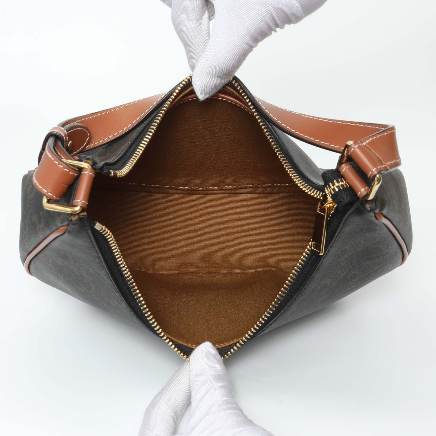 Exclusive Celine Triomphe Canvas Calfskin Ava Shoulder Bag — Top View