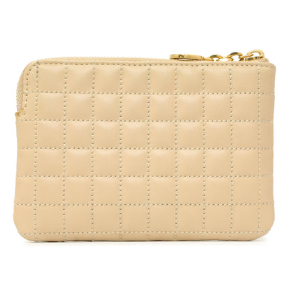 Exclusive Celine Nude Calfskin Quilted C Charm Coin Card Pouch — Side View