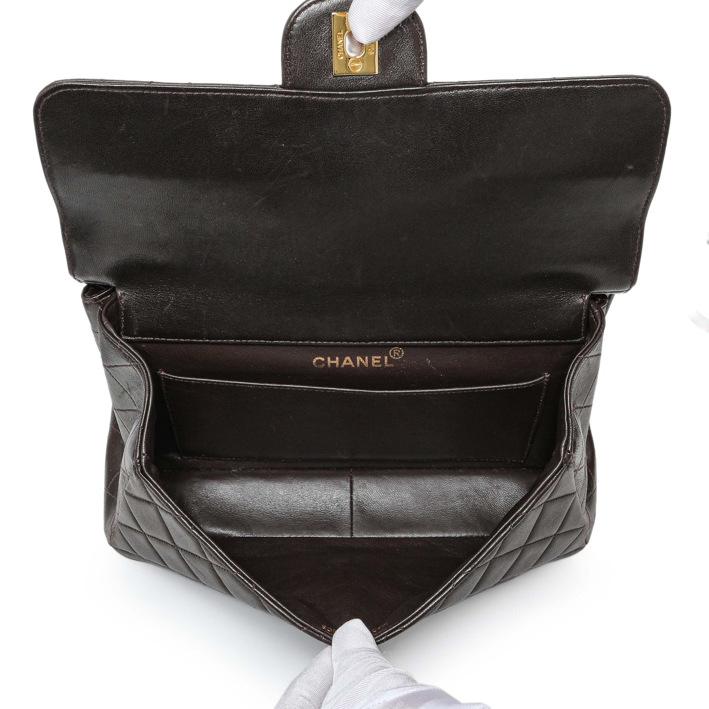 Exclusive Chanel Brown Quilted Lambskin Vintage Double Sided Flap — Alternate View 12