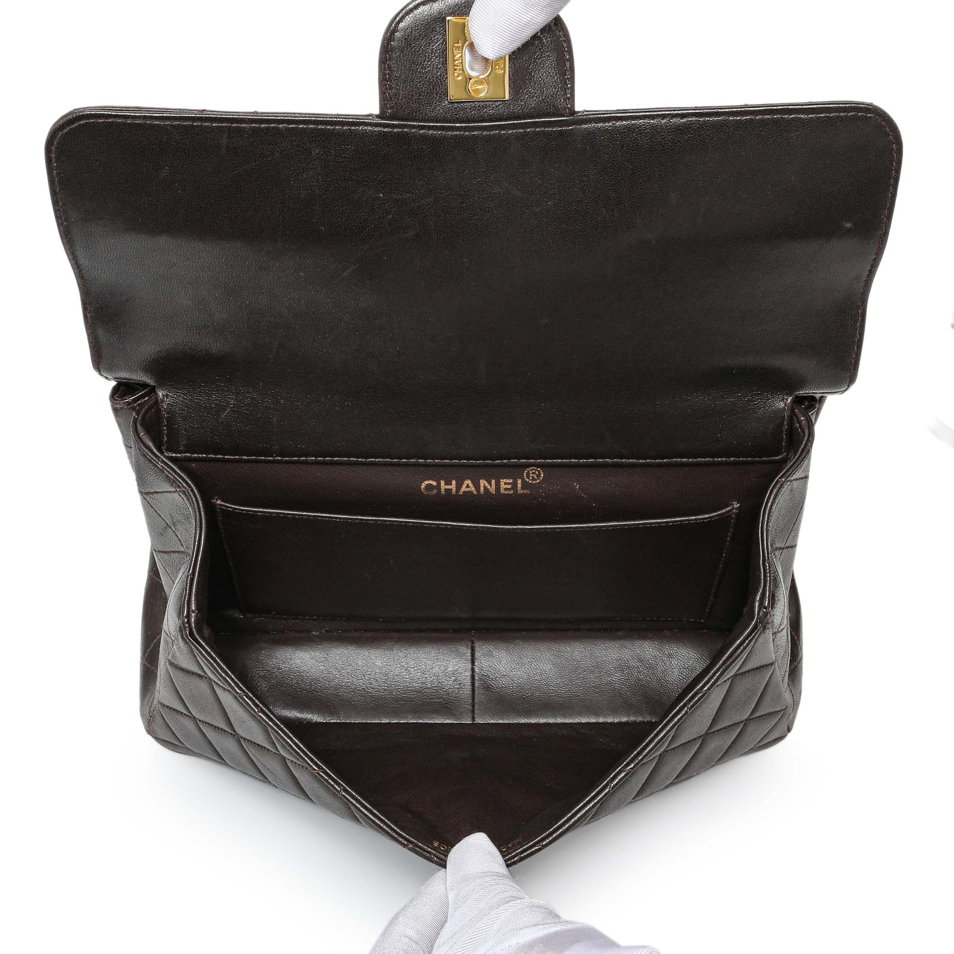 Exclusive Chanel Brown Quilted Lambskin Vintage Double Sided Flap — Alternate View 12