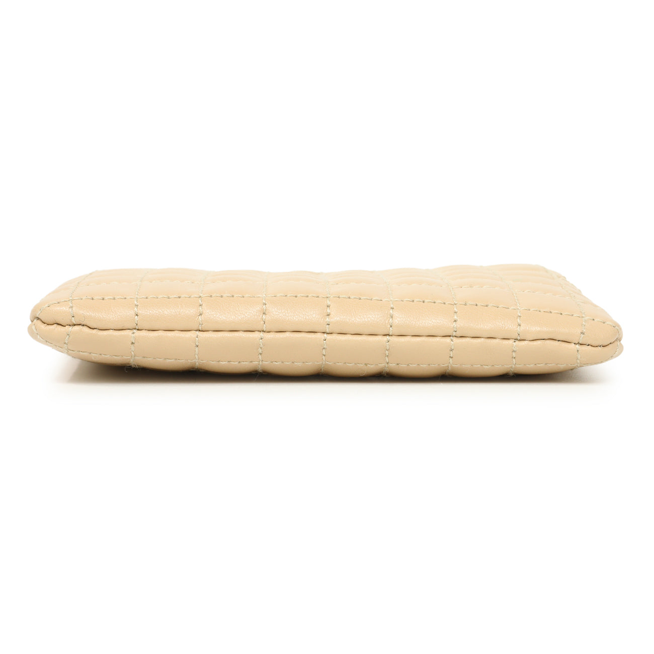 Exclusive Celine Nude Calfskin Quilted C Charm Coin Card Pouch — Back View