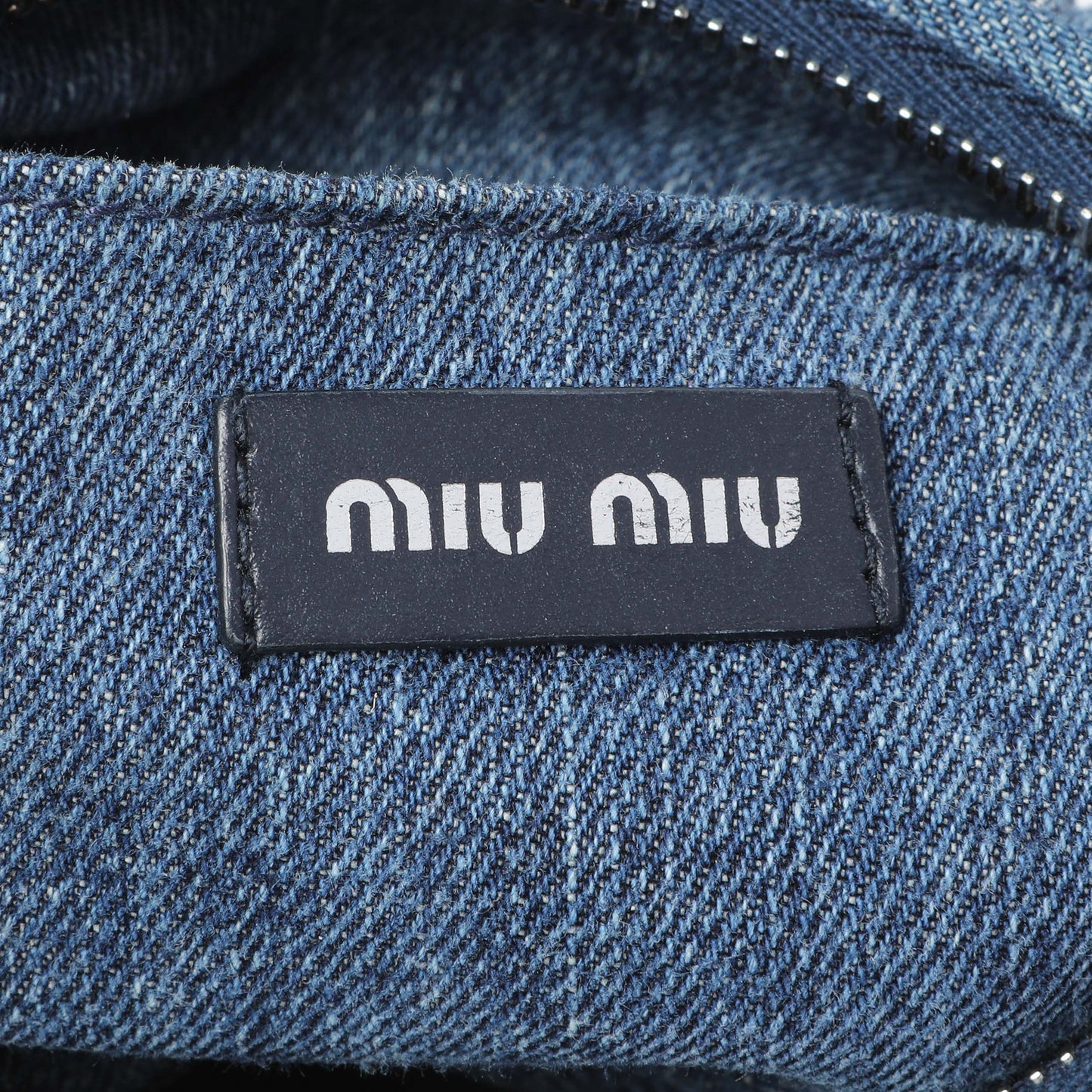 Exclusive Miu Miu Blue Denim Matelasse Crossbody — Detail View