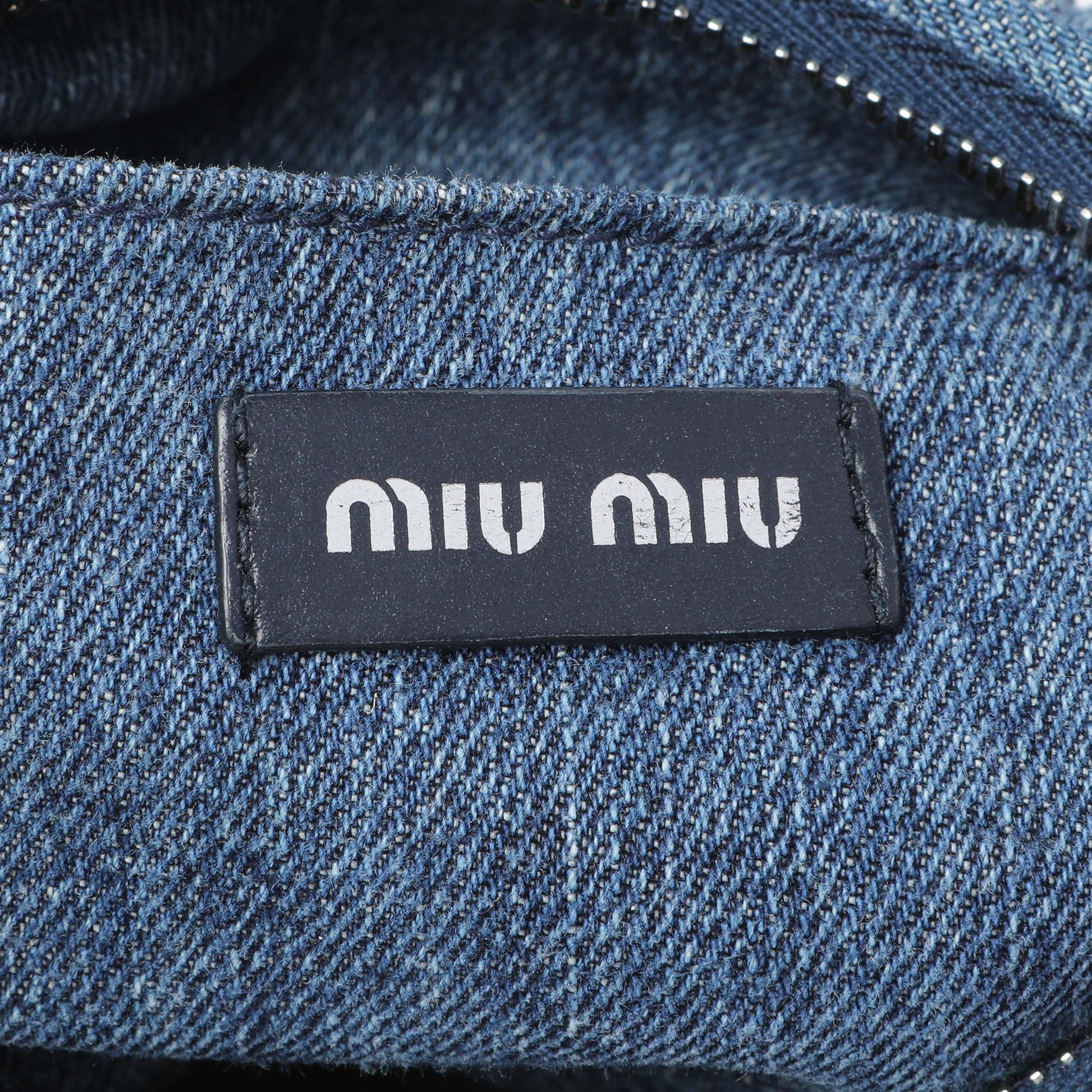 Exclusive Miu Miu Blue Denim Matelasse Crossbody — Detail View