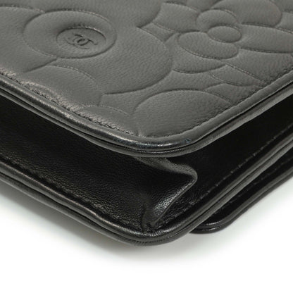Exclusive Chanel Black Lambskin Camellia Embossed Wallet on Chain — Alternate View 7