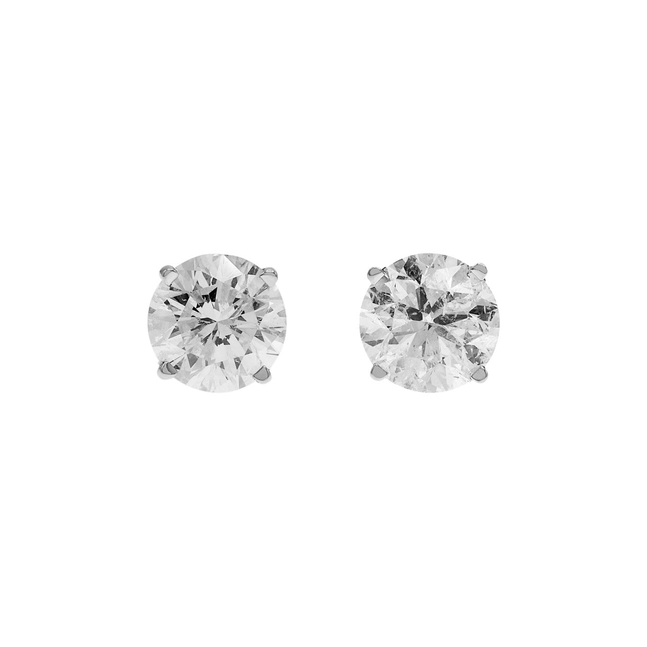Exclusive 14K White Gold 3.26 Carat Diamond Stud Earrings — Front View